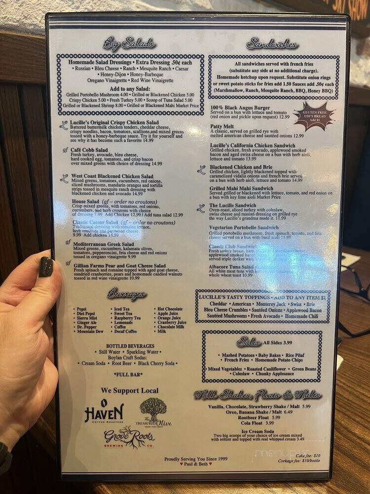 Lucilles American Cafe - Winter Haven, FL menu_pic