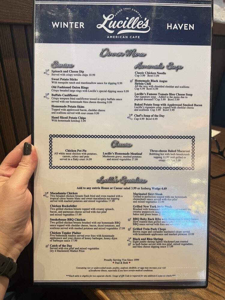 Lucilles American Cafe - Winter Haven, FL menu_pic