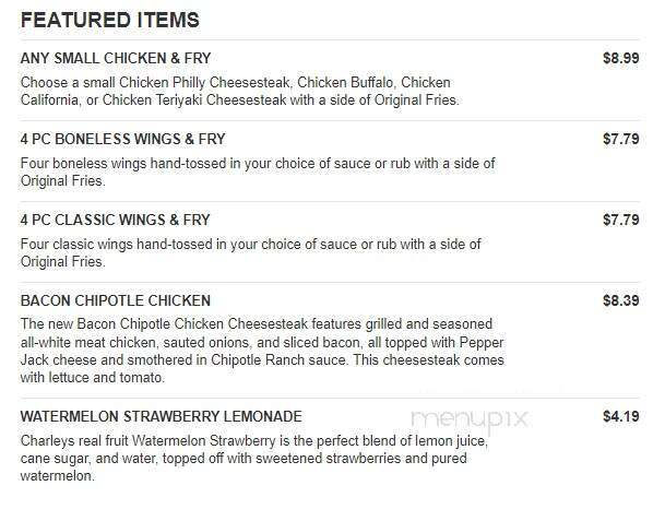 Charleys Philly Steaks - North Versailles, PA menu_pic