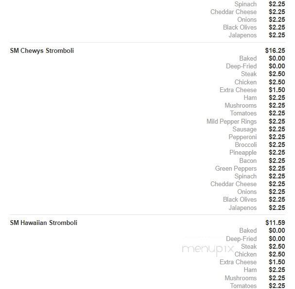 Chewy's - Altoona, PA menu_pic