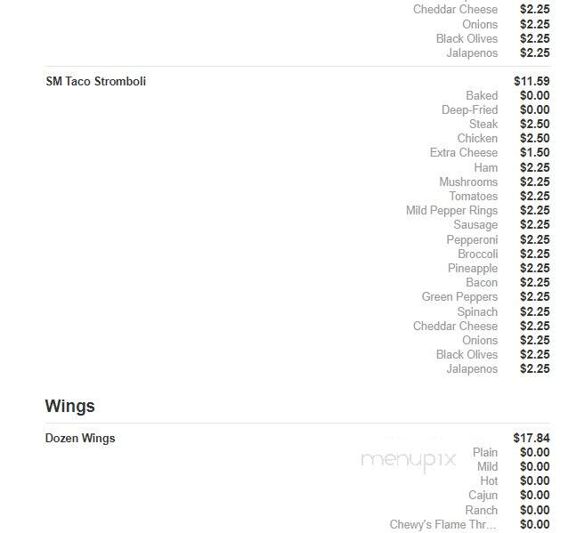 Chewy's - Altoona, PA menu_pic