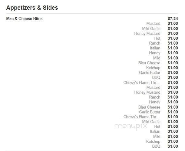 Chewy's - Altoona, PA menu_pic