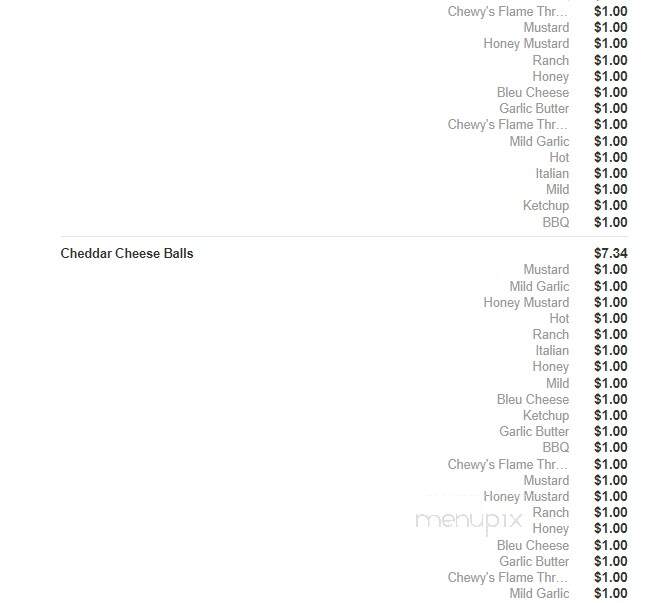 Chewy's - Altoona, PA menu_pic