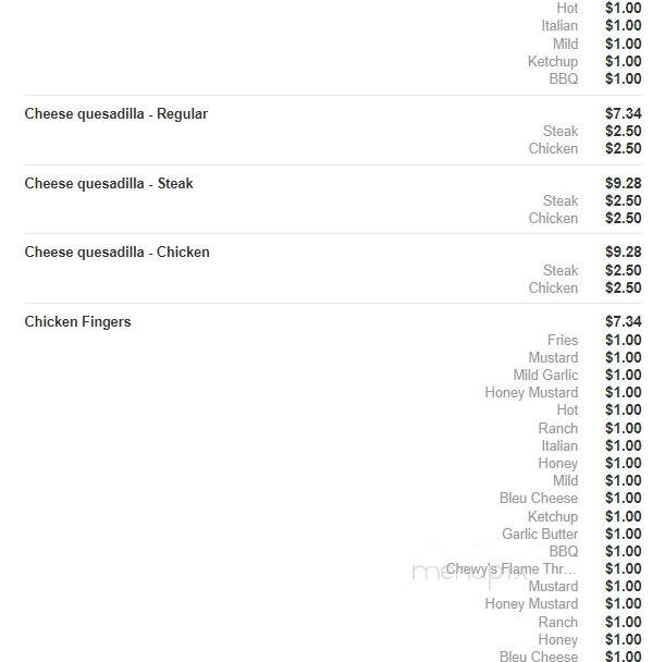 Chewy's - Altoona, PA menu_pic