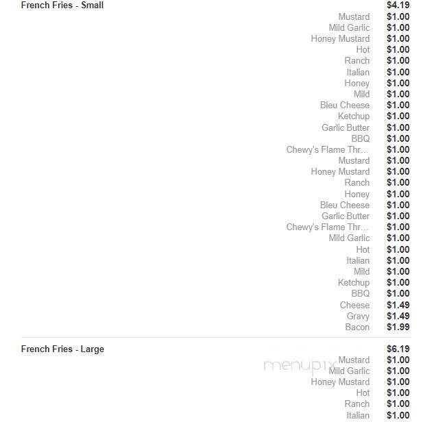 Chewy's - Altoona, PA menu_pic