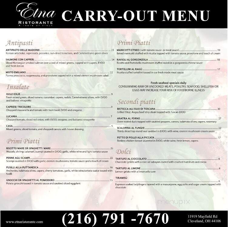 Etna - Cleveland, OH menu_pic