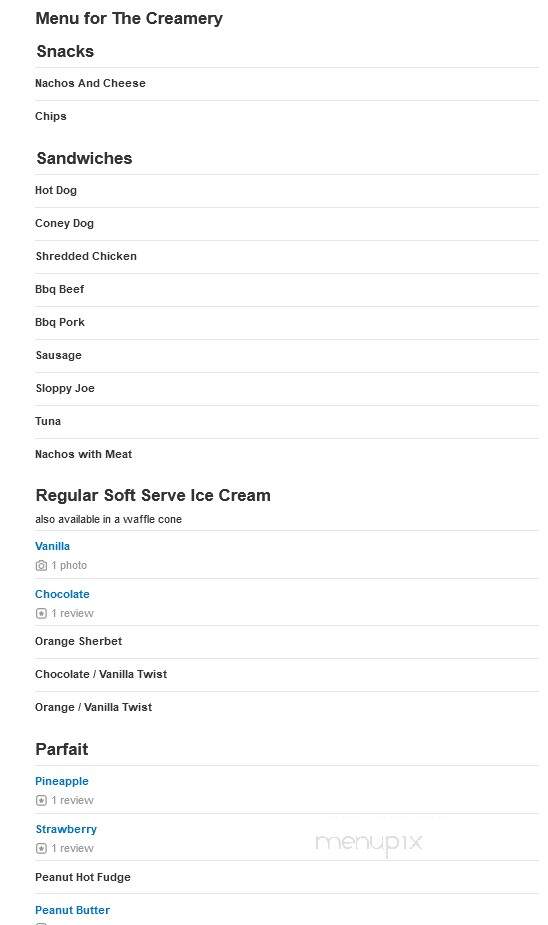 Creamery - Delphos, OH menu_pic