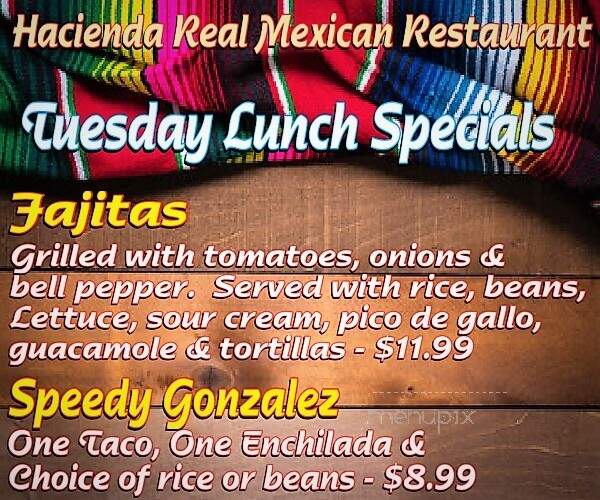 Hacienda Real - Janesville, WI menu_pic
