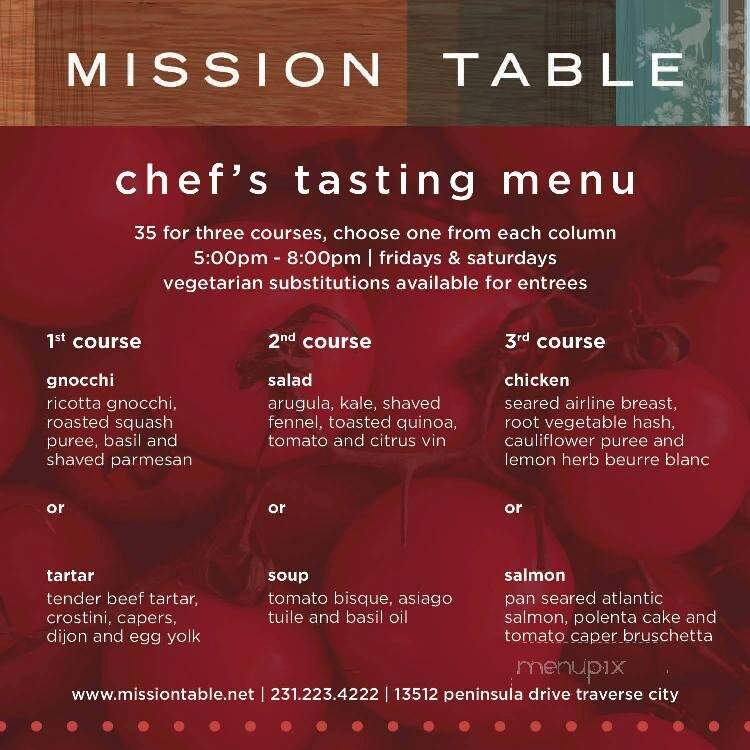 Mission Table - Traverse City, MI menu_pic