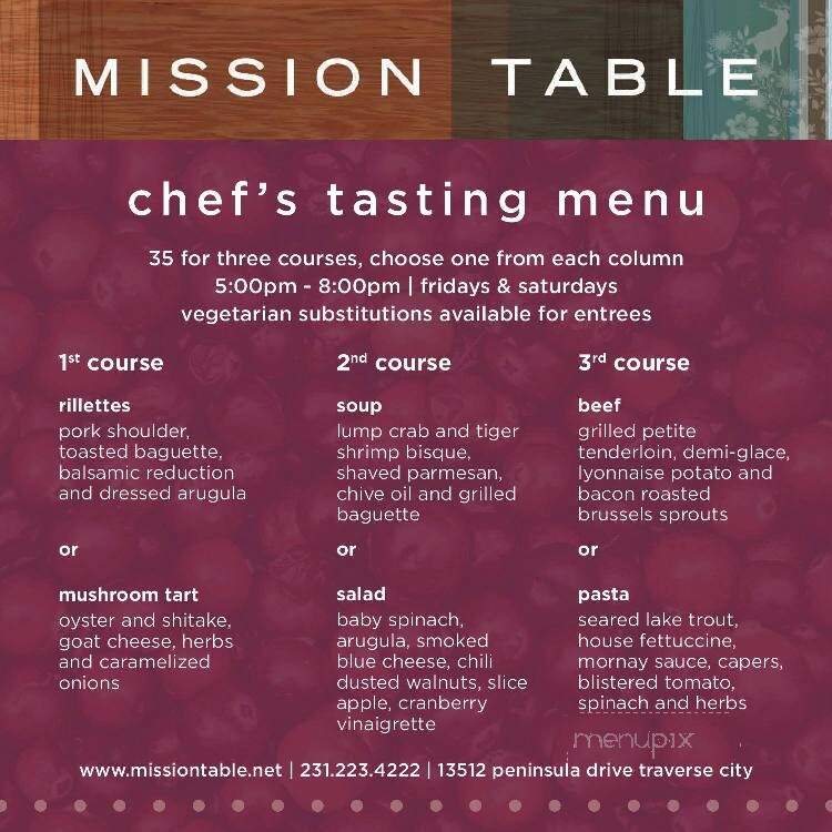 Mission Table - Traverse City, MI menu_pic