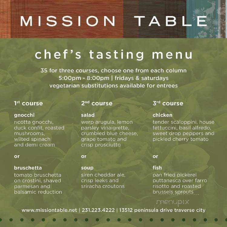 Mission Table - Traverse City, MI menu_pic