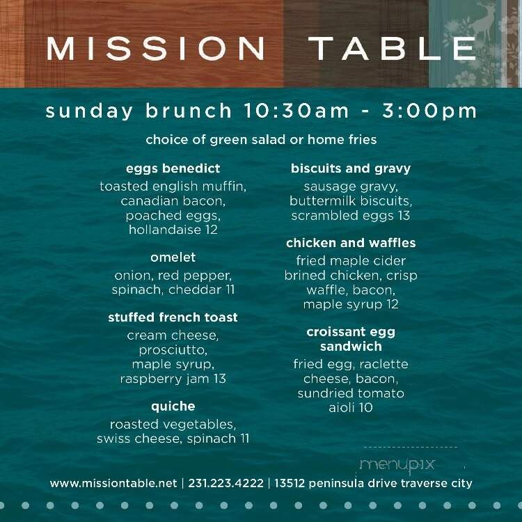 Mission Table - Traverse City, MI menu_pic