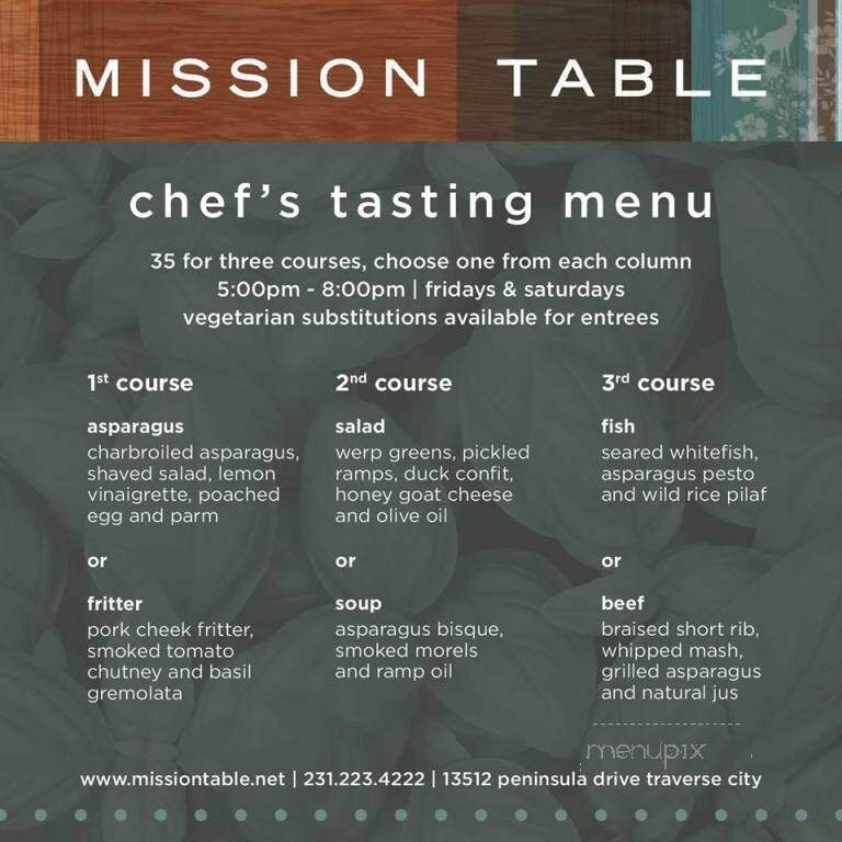 Mission Table - Traverse City, MI menu_pic
