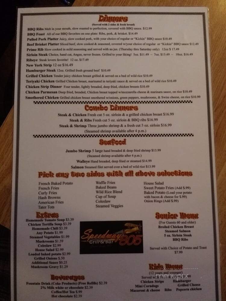 Speedway Restaurant - Grand Forks, ND menu_pic