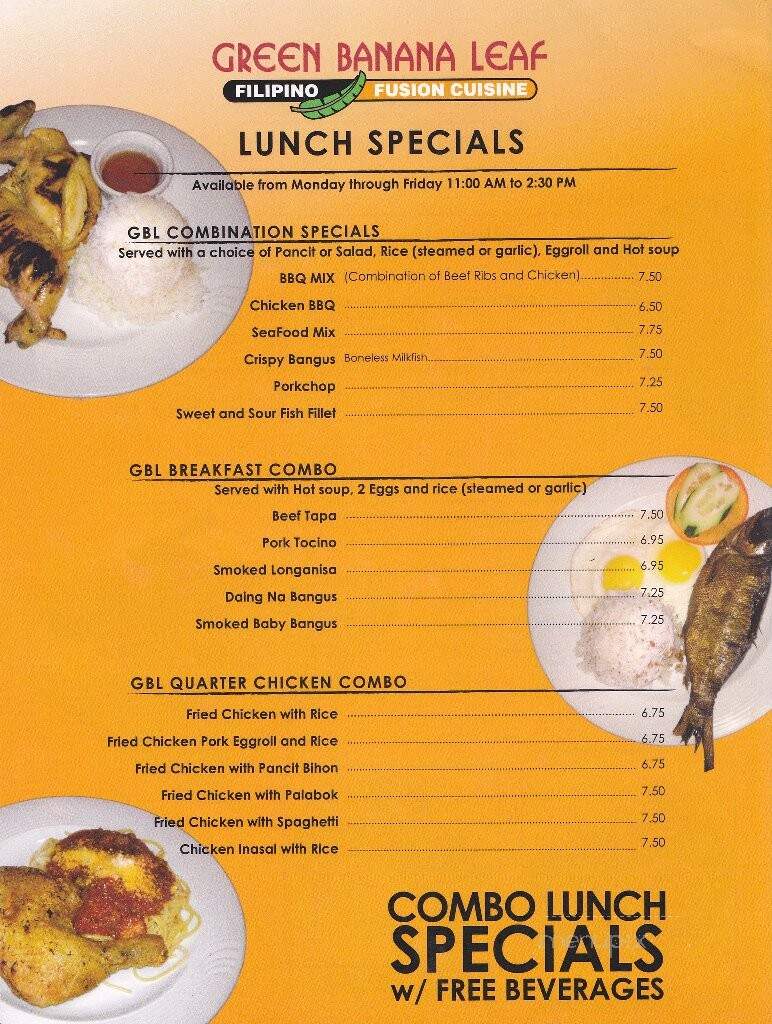 Green Banana Leaf - Chino Hills, CA menu_pic