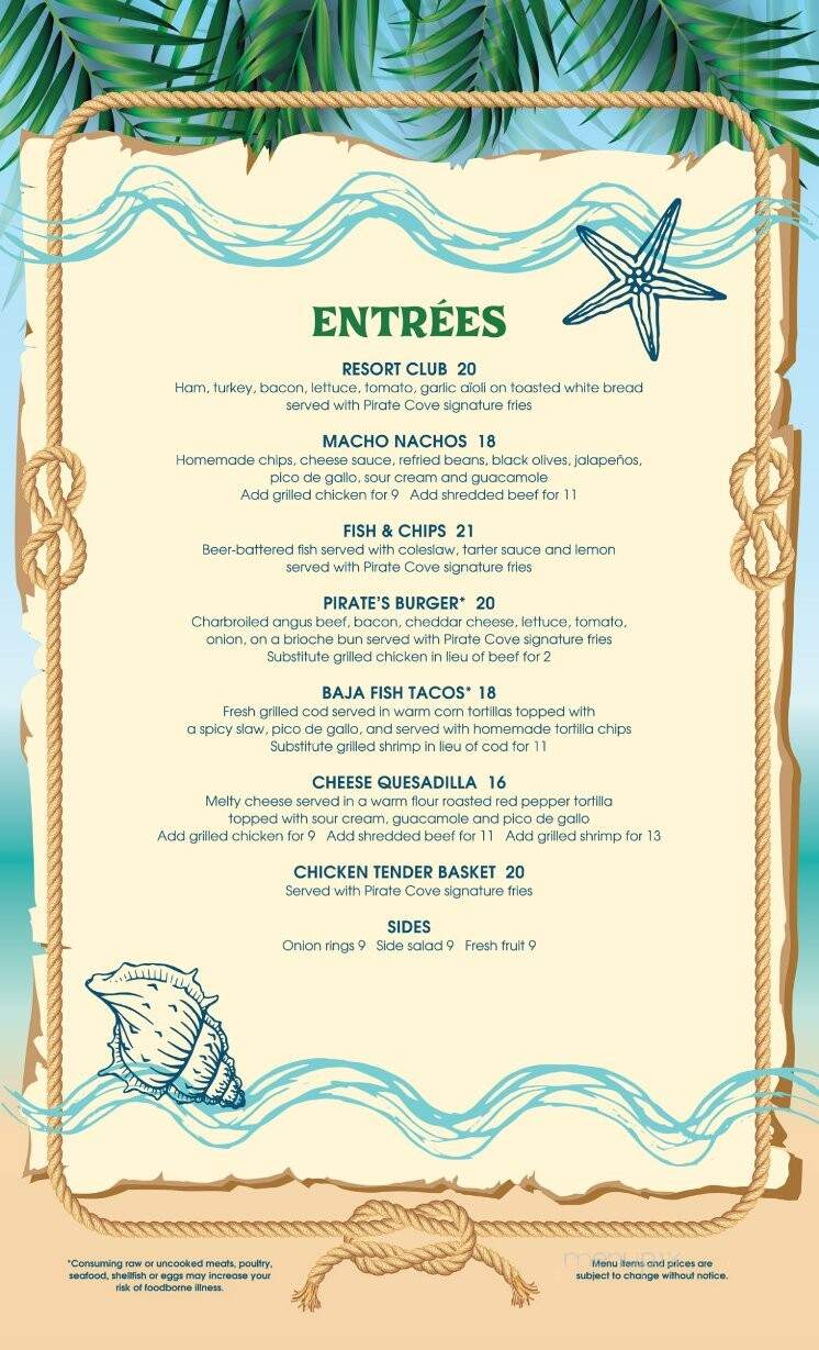 Pirate Cove Resort & Marina - Needles, CA menu_pic
