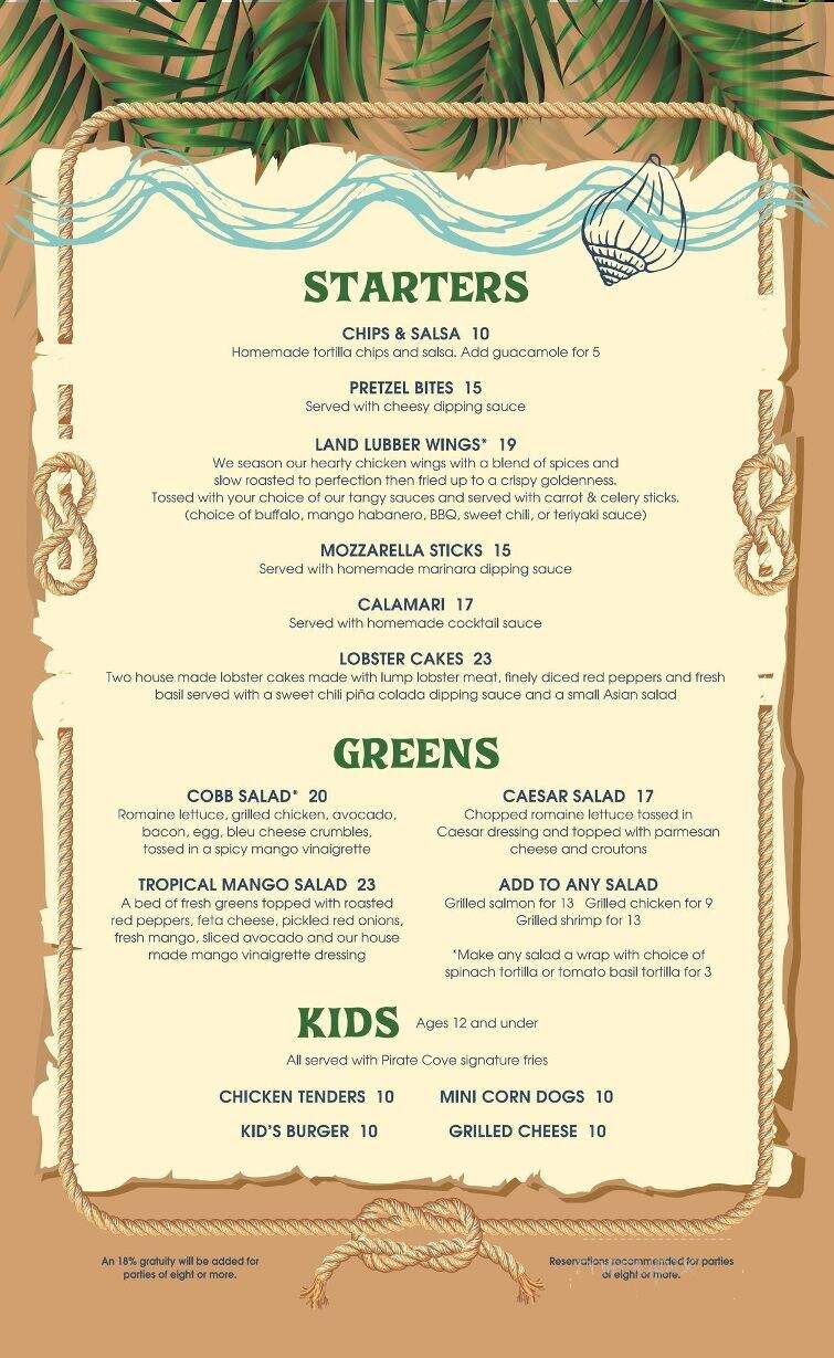 Pirate Cove Resort & Marina - Needles, CA menu_pic