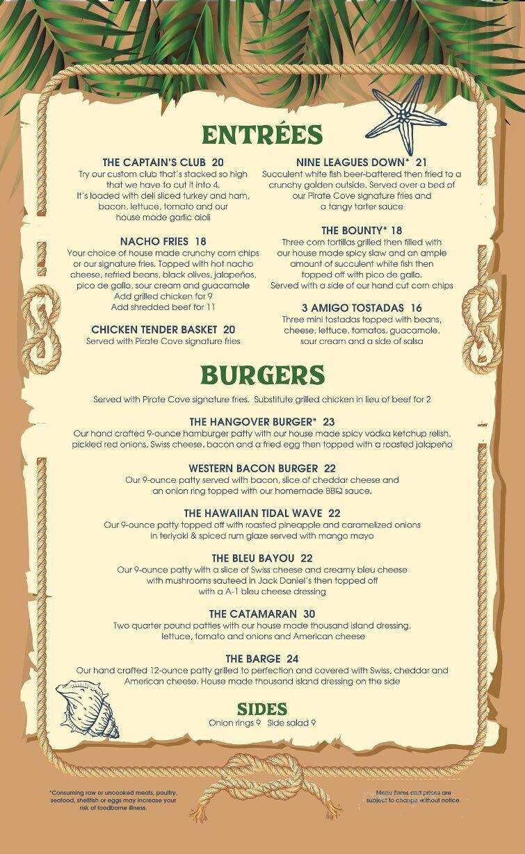 Pirate Cove Resort & Marina - Needles, CA menu_pic