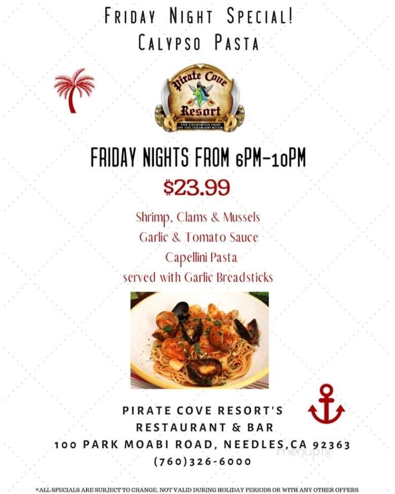 Pirate Cove Resort & Marina - Needles, CA menu_pic