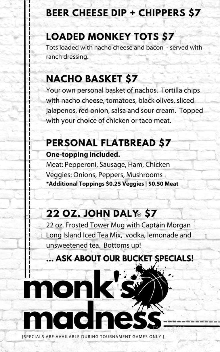 Monk's Bar & Grill - Sun Prairie - Sun Prairie, WI menu_pic