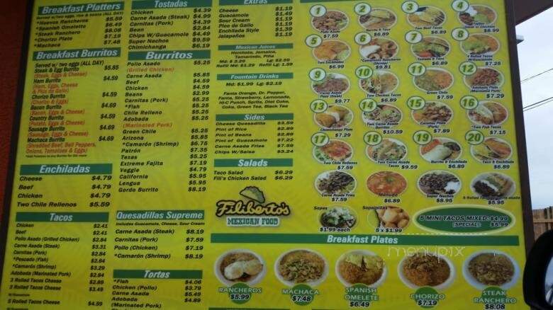 Filiberto's Mexican Food - Bernalillo, NM menu_pic