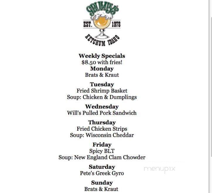 Grumpy's - Ketchum, ID menu_pic