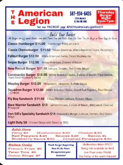 American Legion - Saint Peter, MN menu_pic