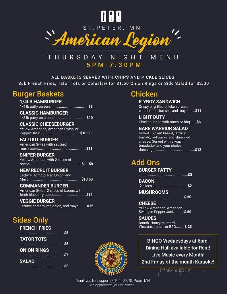 American Legion - Saint Peter, MN menu_pic