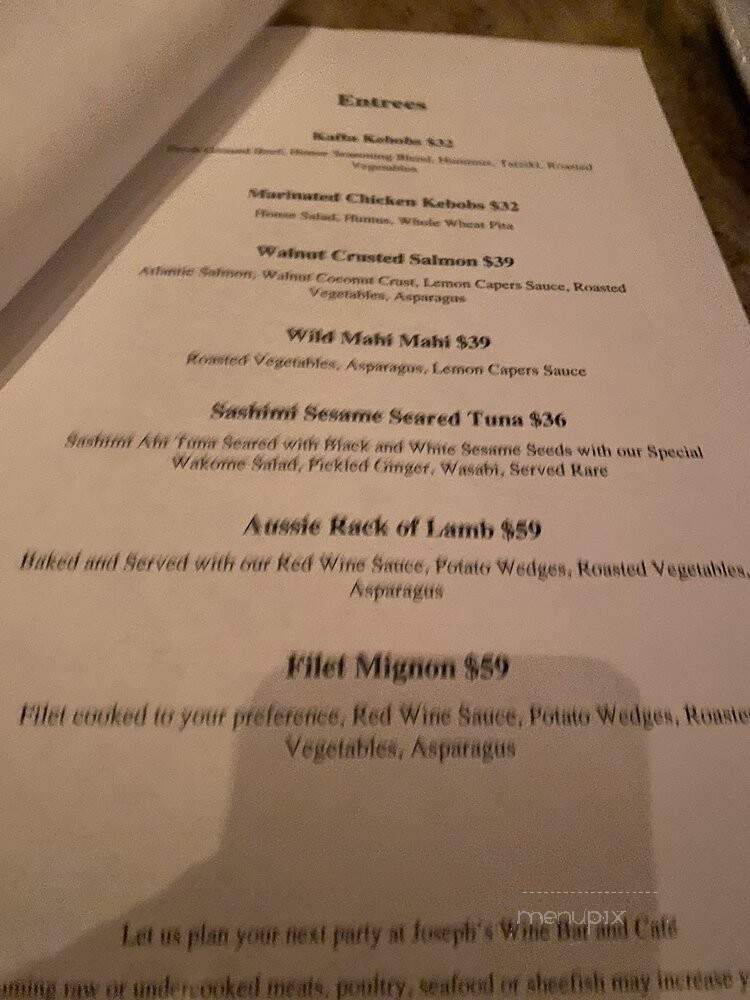 Joseph's Wine Bar - Delray Beach, FL menu_pic