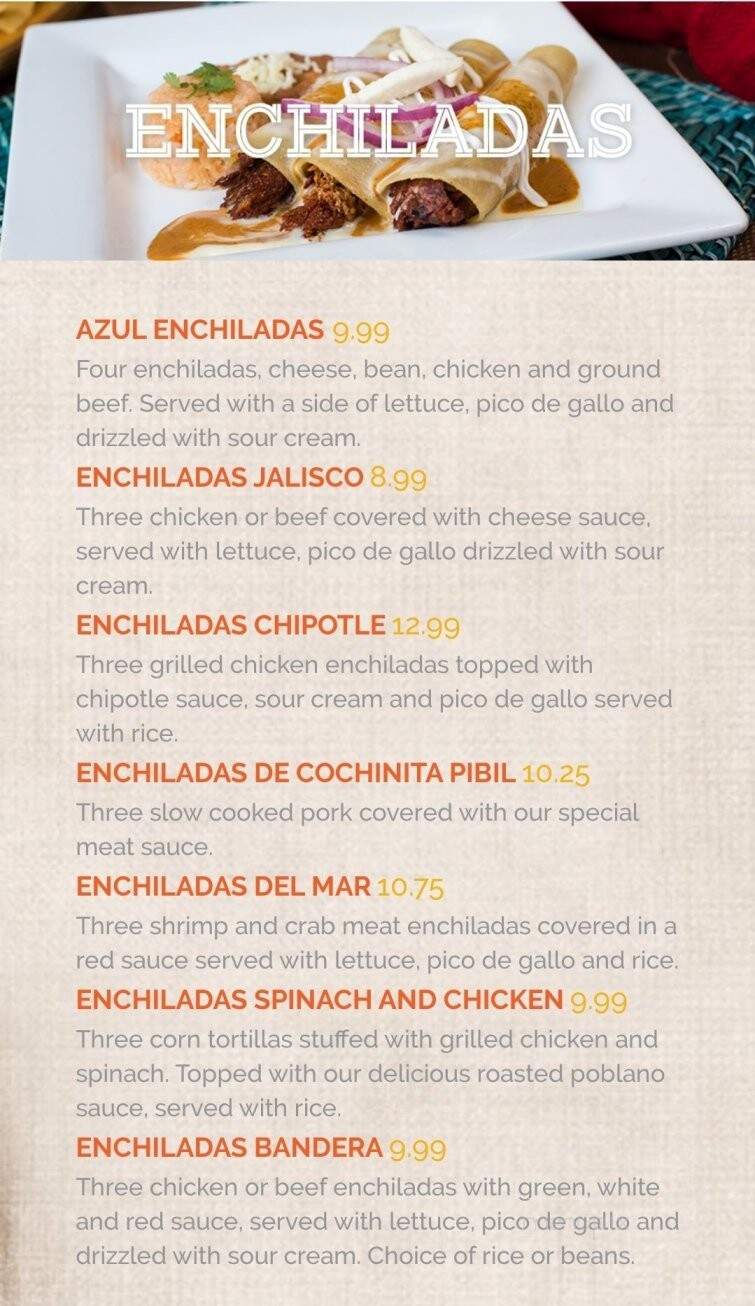 Azul Tequila - Napoleon, OH menu_pic