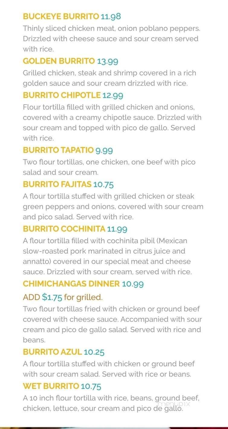 Azul Tequila - Napoleon, OH menu_pic