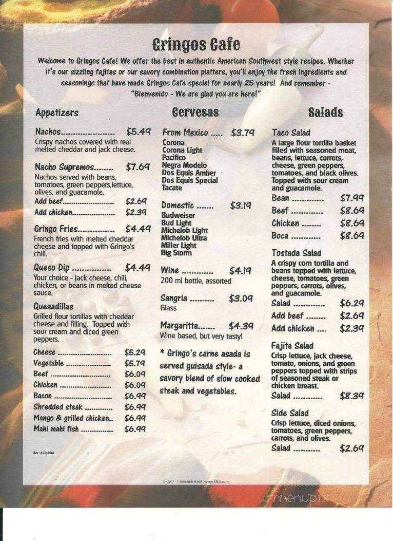 Gringos Cafe - Port Richey, FL menu_pic