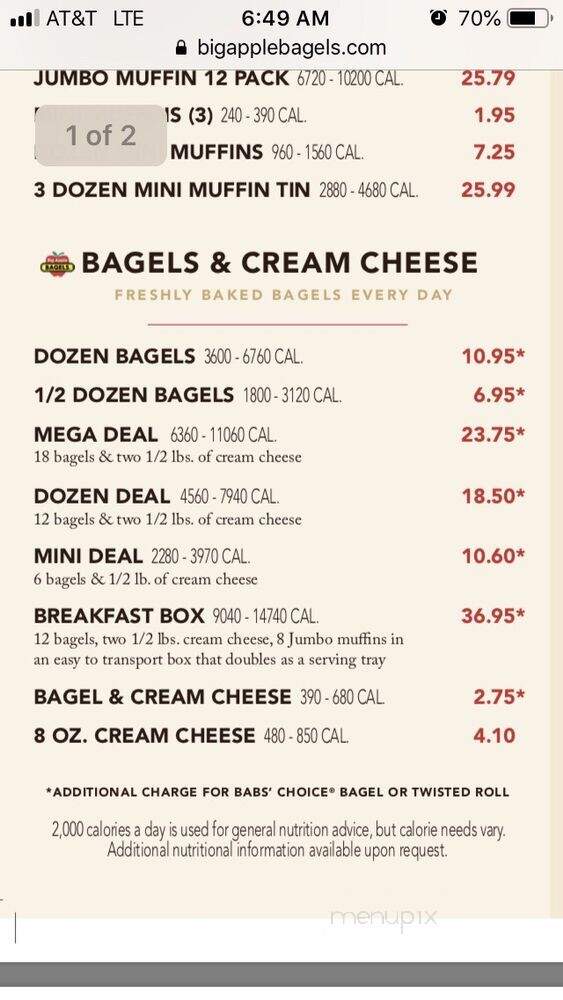 Big Apple Bagels - Traverse City, MI menu_pic