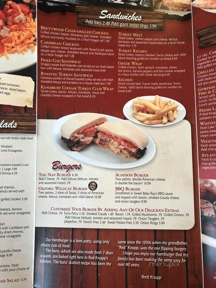 Red Knapps American Grill - Oxford, MI menu_pic