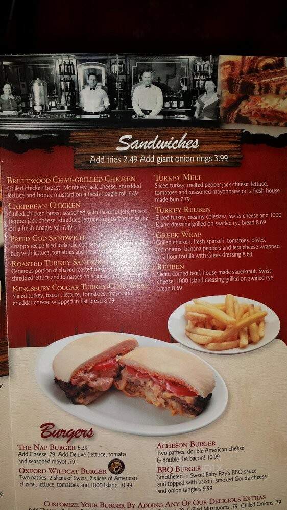 Red Knapps American Grill - Oxford, MI menu_pic
