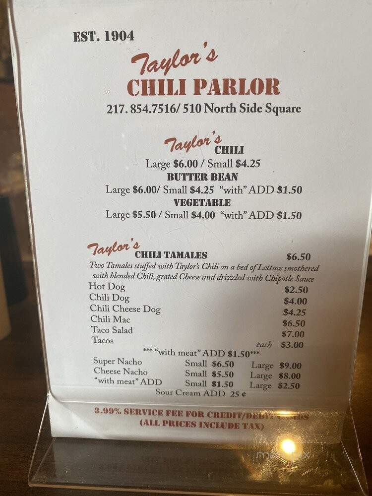 Taylor's Mexican Chili Parlor - Carlinville, IL menu_pic