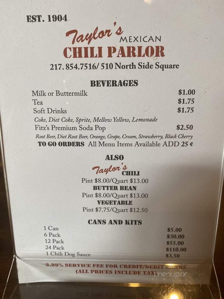 Taylor's Mexican Chili Parlor - Carlinville, IL menu_pic