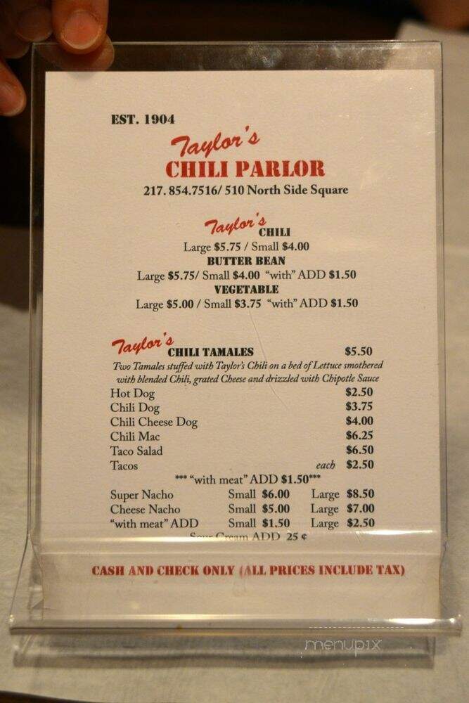 Taylor's Mexican Chili Parlor - Carlinville, IL menu_pic