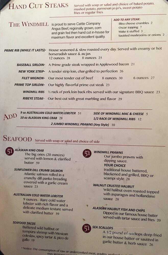 Windmill Club - Billings, MT menu_pic