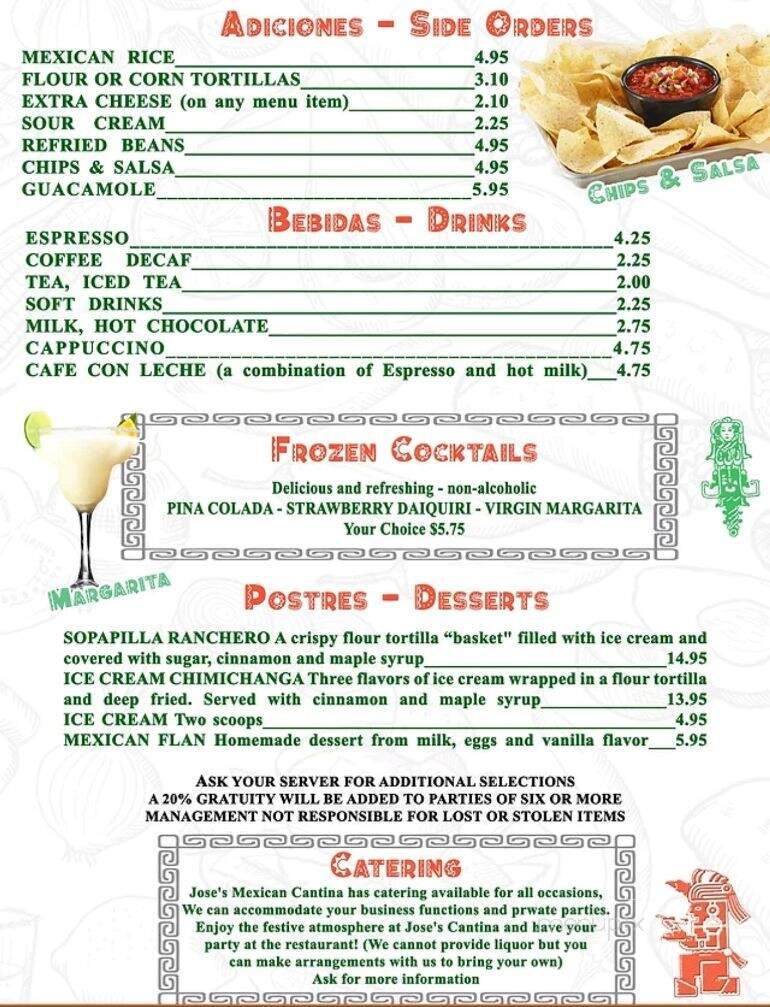 Jose's Mexican Cantina - Warren, NJ menu_pic
