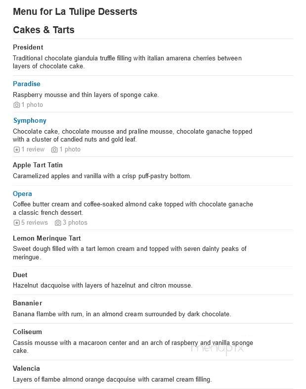 La Tulip Desserts - Mount Kisco, NY menu_pic