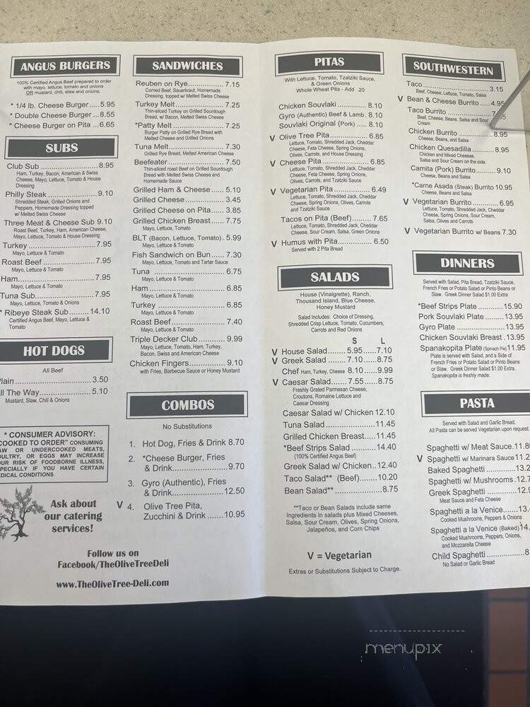 Olive Tree Deli - Winston Salem, NC menu_pic
