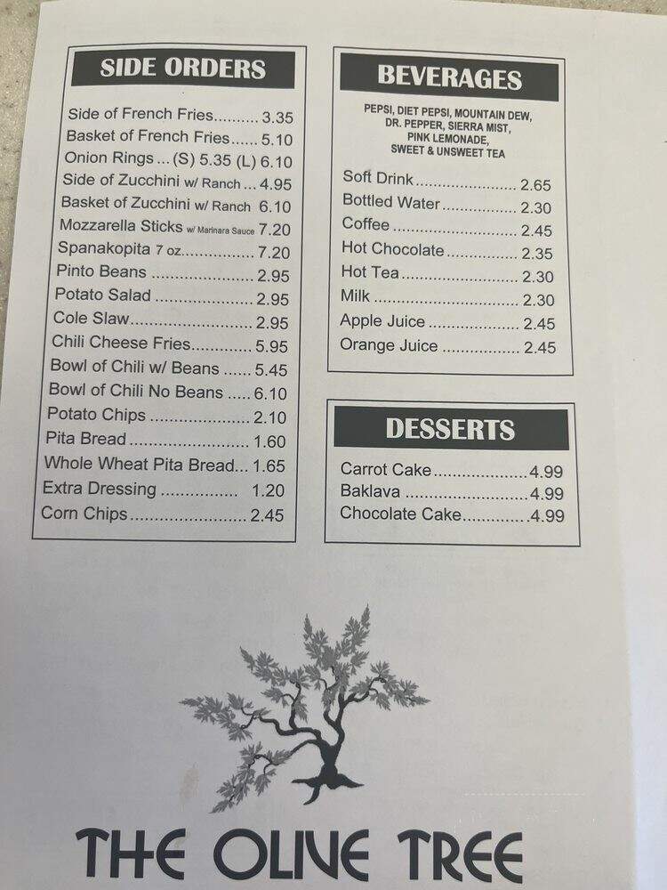 Olive Tree Deli - Winston Salem, NC menu_pic