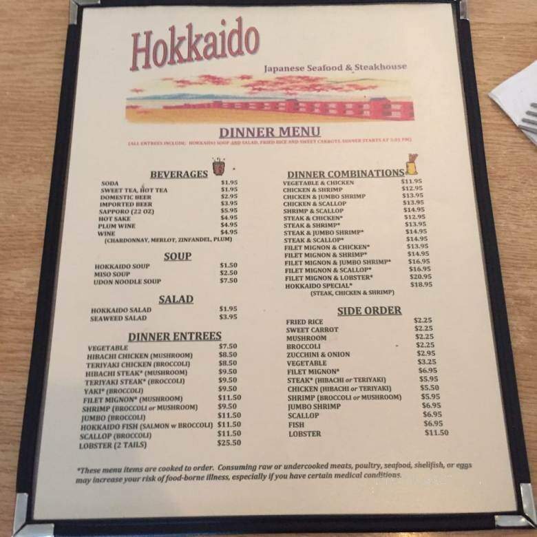 Hokkaido Japanese Restaurant - Boone, NC menu_pic