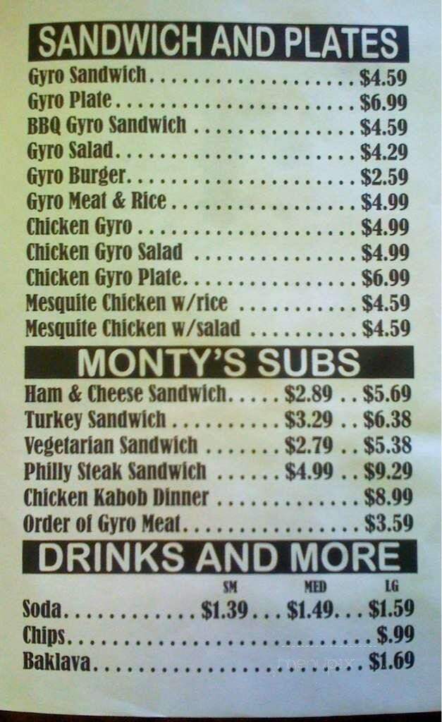 Monty's Gyros & Subs - Moore, OK menu_pic