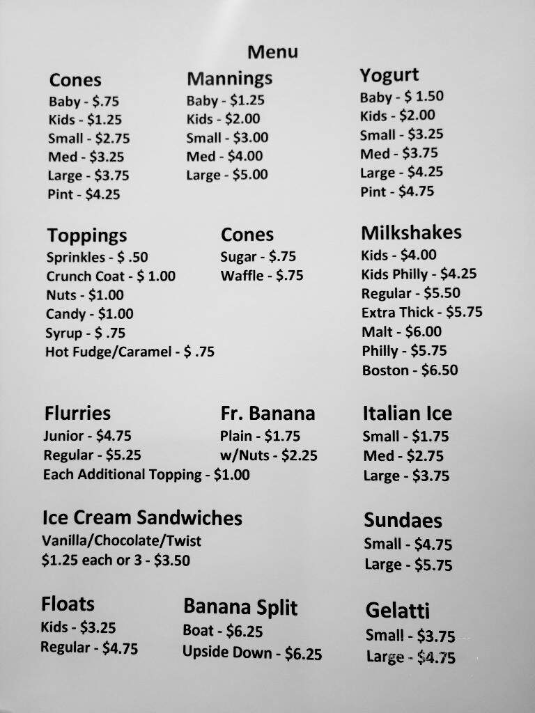 Ice Cream Cottage - Honesdale, PA menu_pic