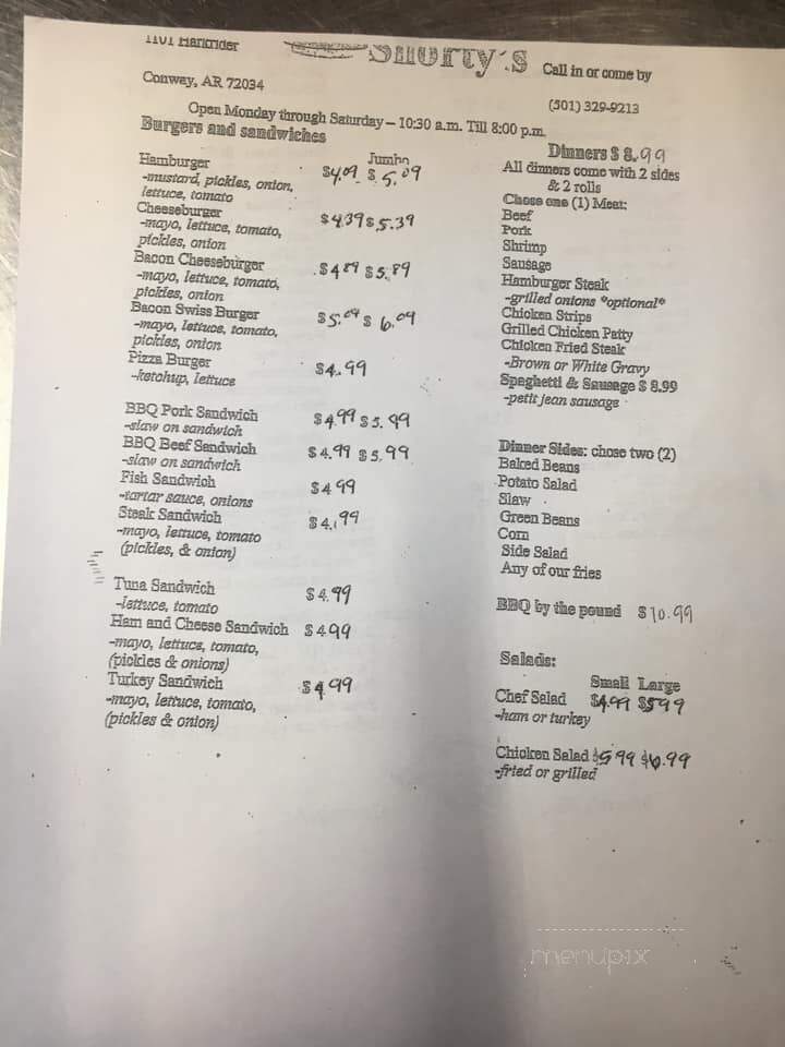 Shorty's - Conway, AR menu_pic
