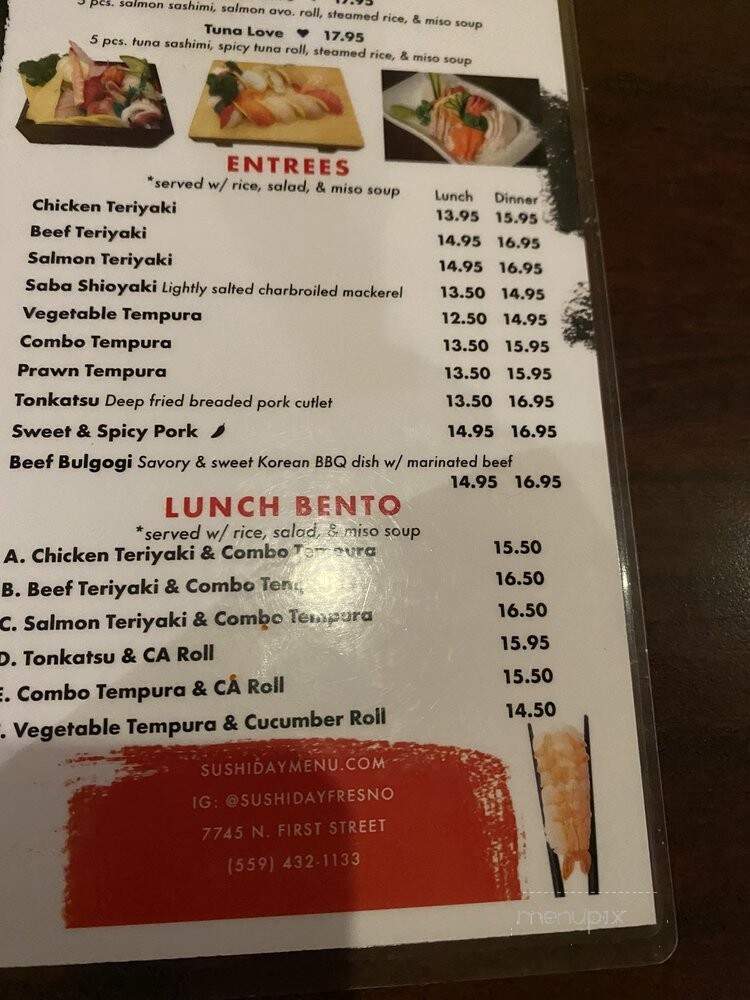 Sushi Day - Fresno, CA menu_pic