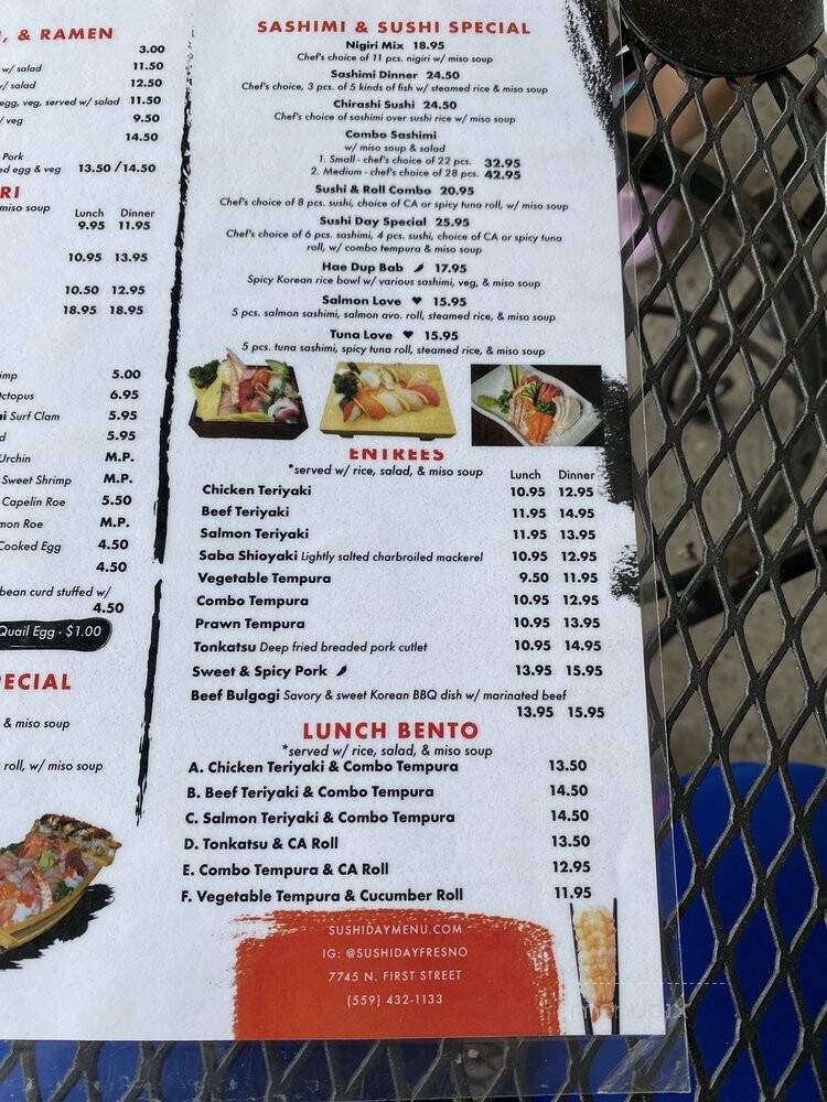 Sushi Day - Fresno, CA menu_pic