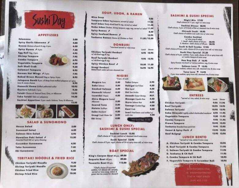 Sushi Day - Fresno, CA menu_pic